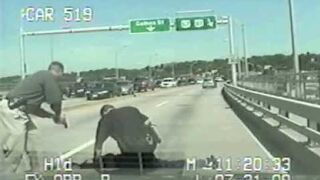 Cop Kills Wild Man In Bridge Fight complete footage