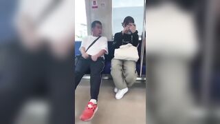 Man touches himself sitting next to girl on train (Disturbing)