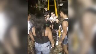 White girl get taught a lesson after she saids the N - WORD , did they go too far