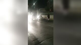 Girl trying to Block Bf's Car gets a Surprise