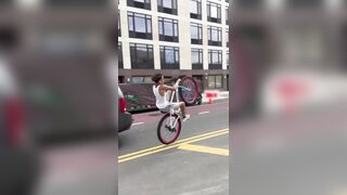 Dangerous, yet AMAZING Bicyclist uses Humans as Props to his Tricks