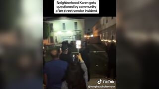 Whole Community Rolls up to a Hispanic Karen's House after she 'Karen'd' a Street Ven