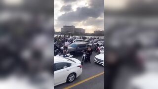 Bikers shut down the highway and stop traffic flow in one of the most important parts