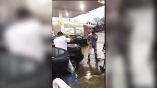 The Guy in White never had a Chance..Gas Station Fight