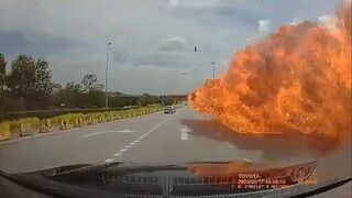 Chilling Video Shows Moment Plane Crashed On Malaysia Highway.