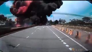 Chilling Video Shows Moment Plane Crashed On Malaysia Highway.