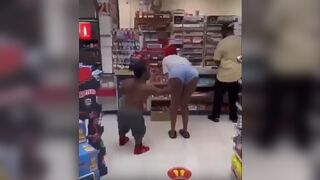 Midget touches Woman's Ass..then gets What he Deserves