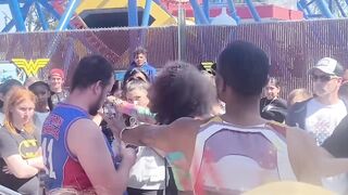 Woman catches a Man taking pictures of her Daughter and her Friends at Park