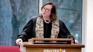 Blasphemous Heretic Female "Minister" "Blessed are those who end their pregnancies."