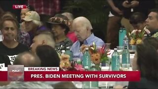 Joe Biden just fell asleep in the middle of his meeting with victims of the Maui fire