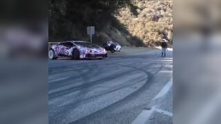 Kid Driving a Lambo pulls in Front of Female Motorcyclist and she rips him a new one
