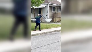 The definition of a Creep, Old Man grabs Womans Boob as She Walks her Dog
