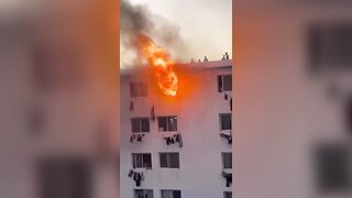 Students panic and try to escape burning building in Senegal.