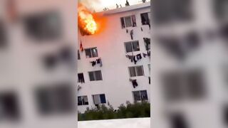 Students panic and try to escape burning building in Senegal.