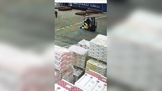 Drunk Man gets into Forklift and does the Unthinkable at work site