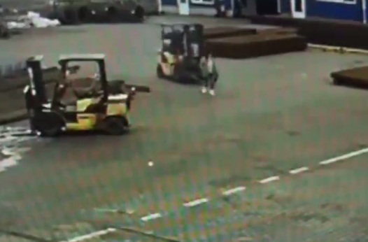Drunk Man gets into Forklift and does the Unthinkable at work site