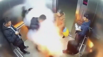 Never step into an elevator with an electric scooter inside