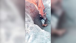 Excavator Saves Dog after Falling in a Pit
