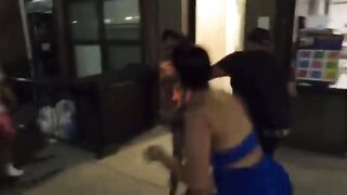 Black Girl in Blue loses her Top as She Beats her Opponent to Oblivion