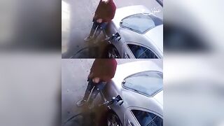 NEW: Man almost almost caused a catastrophe at a Gas Station (2 Angles)