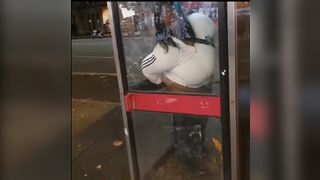 Welcome to London..Big Lady Shits in a Phone Booth