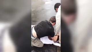 BAD White Dude Body Slams Black Boy into the Curb