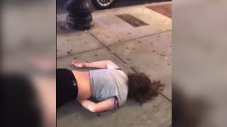 2 Girls Fight a Crackhead in the Street...Wait for It Please
