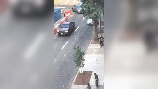 Police chase down Naked Girl, she jumps on the Cars for Fun