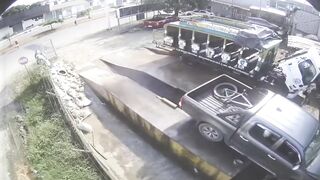 He died after being hit by a car while working at a washing machine.