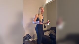 Kid acts like a Dog over this Pretty Blonde...Wait for It