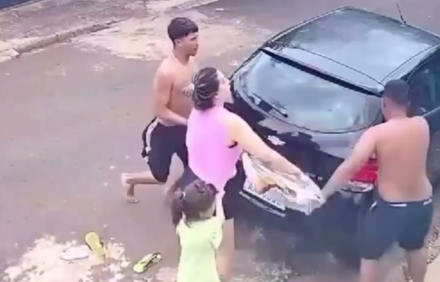 Son confronts father to save mother from domestic violence.