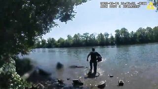 Police Officer Rescues Father & Daughter Who Can't Swim!