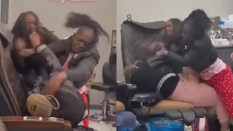 Wild fight breaks out at a salon on Valentine’s Day
