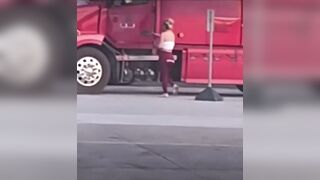 Ever See a Lot Lizard in Action ? Blonde with Big Ass gets Picked up