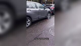 Portland: Someone went and Sliced the Tires of Every Car in this Street
