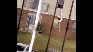 LOL: Side Chick Escapes out a Second Story Window When Guys Wife Comes Home.