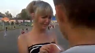 Sad: Special Needs Kid trying to Play with Blonde gets KO'd by her Boyfriend