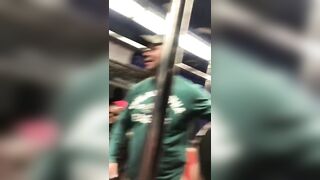 Eagles Fan gets KO'd in Front of his Girl on Subway...by a Black Man