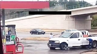 Guy Unloads Entire Gun & Misses Every Single Shot at Very Calm Rival as a Cop Drives Right by...