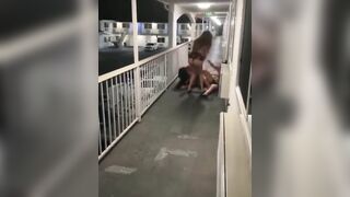 4 DrunkGirls in their Panties Fight outside the Hotel Room