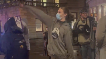 Masked far-left extremists mimicked Nazis outside Portland city hall