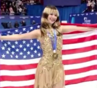 American figure skater Alysa Liu and her father, who escaped the Chinese Communist Party, both draped themselves in the American flag during her Olympic gold celebration.