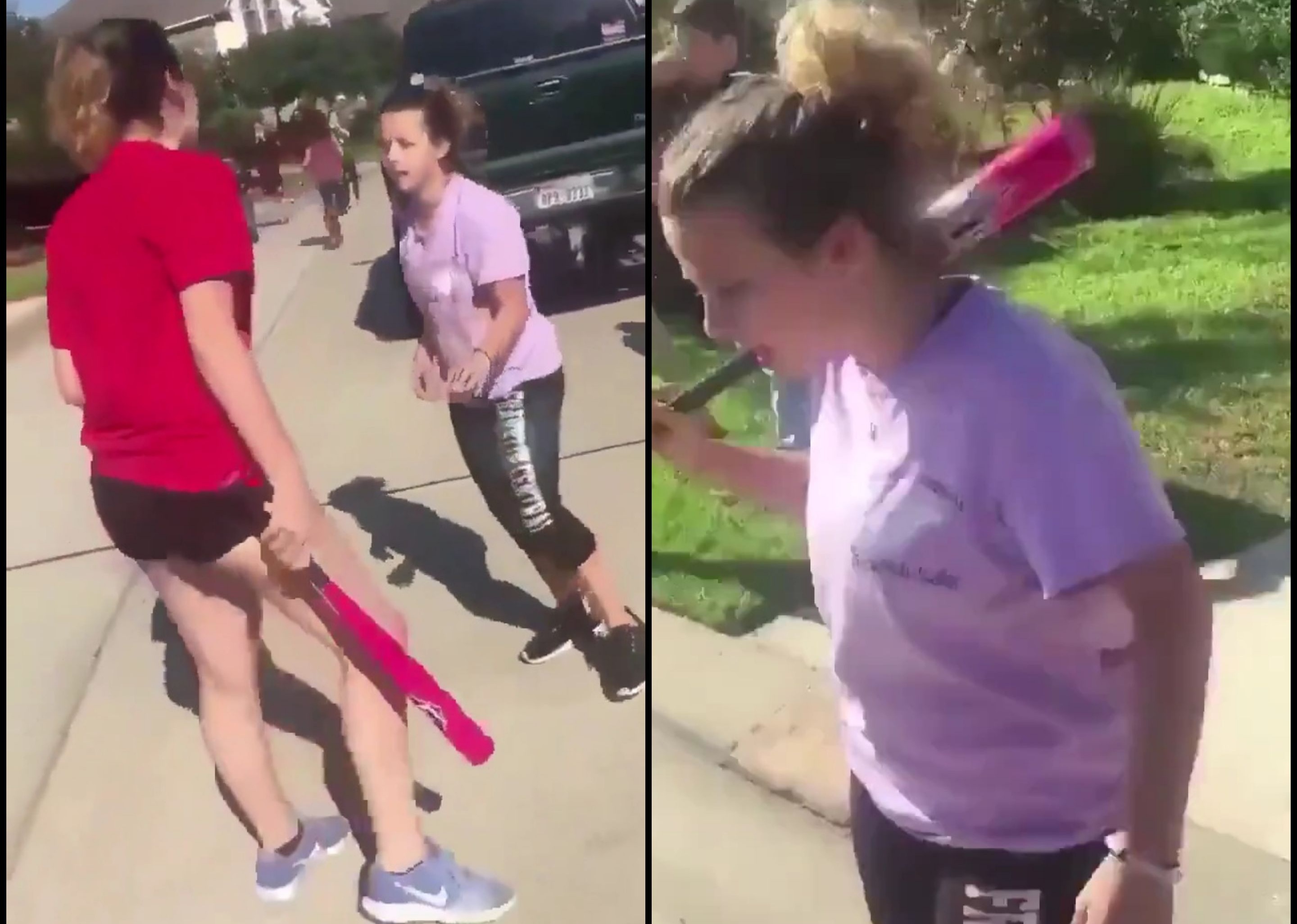 The girl in purple came with a bat with so much attitude, and got humbled real quick