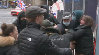 UK: Masked agitators are dealt with at the Britain first march