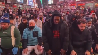 Mass Muslim Prayer Held in Times Square during Ramadan