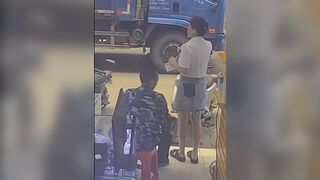 Silent Creep Lights Woman's Skirt on Fire w/*out Her Knowing