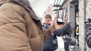 NYPD officers getting hit with snowballs in Washington Square Park this afternoon. This is shameful