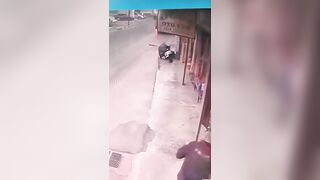 Terror as Construction Vehicle hits Man. He somehow survives