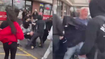 Chicago students beat up a man during a walkout protest
