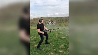 Elon Musk is Ready...Firing his 50 Cal Rifle from his Hip
